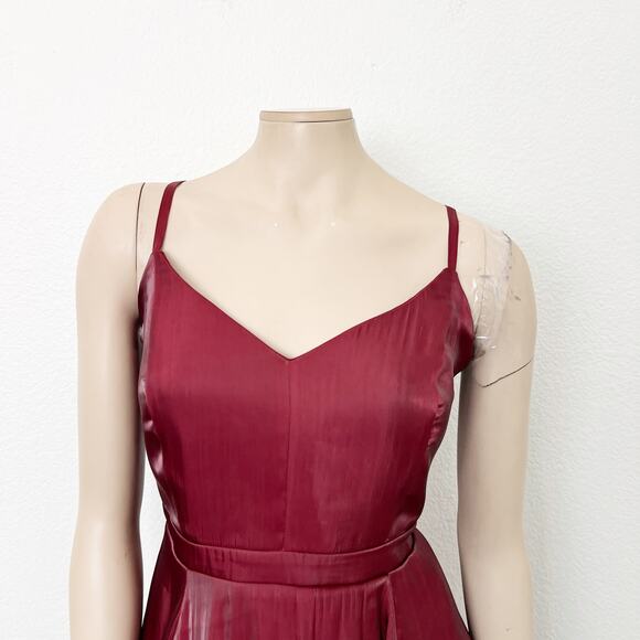 [Torrid] Red Liquid Look Taffeta Satin Fit & Flare Dress Pockets Sweetheart 14 - Picture 4 of 13